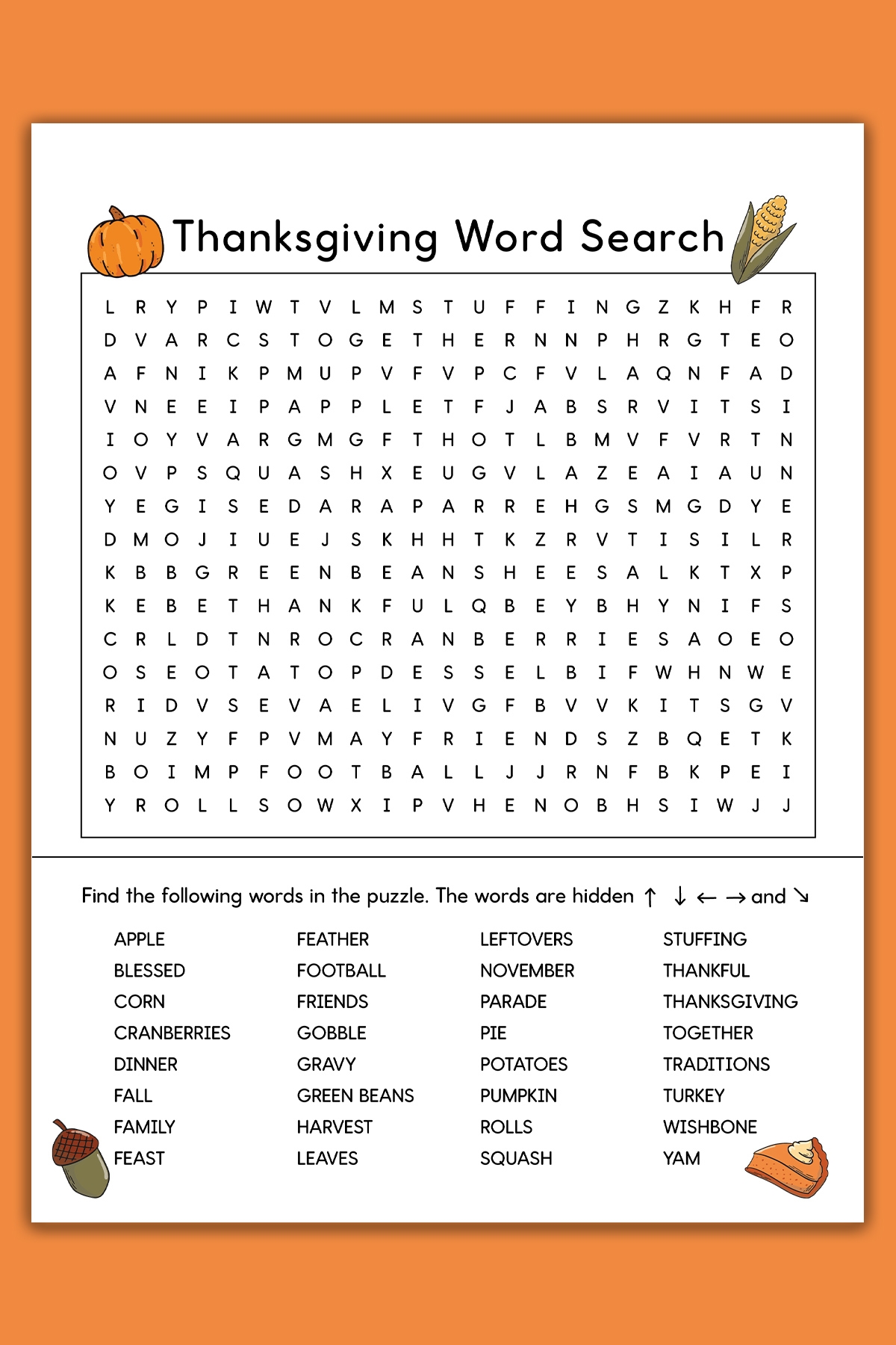 Thanksgiving Word Search Printable Set 3 Varying Levels Of Difficulty Included