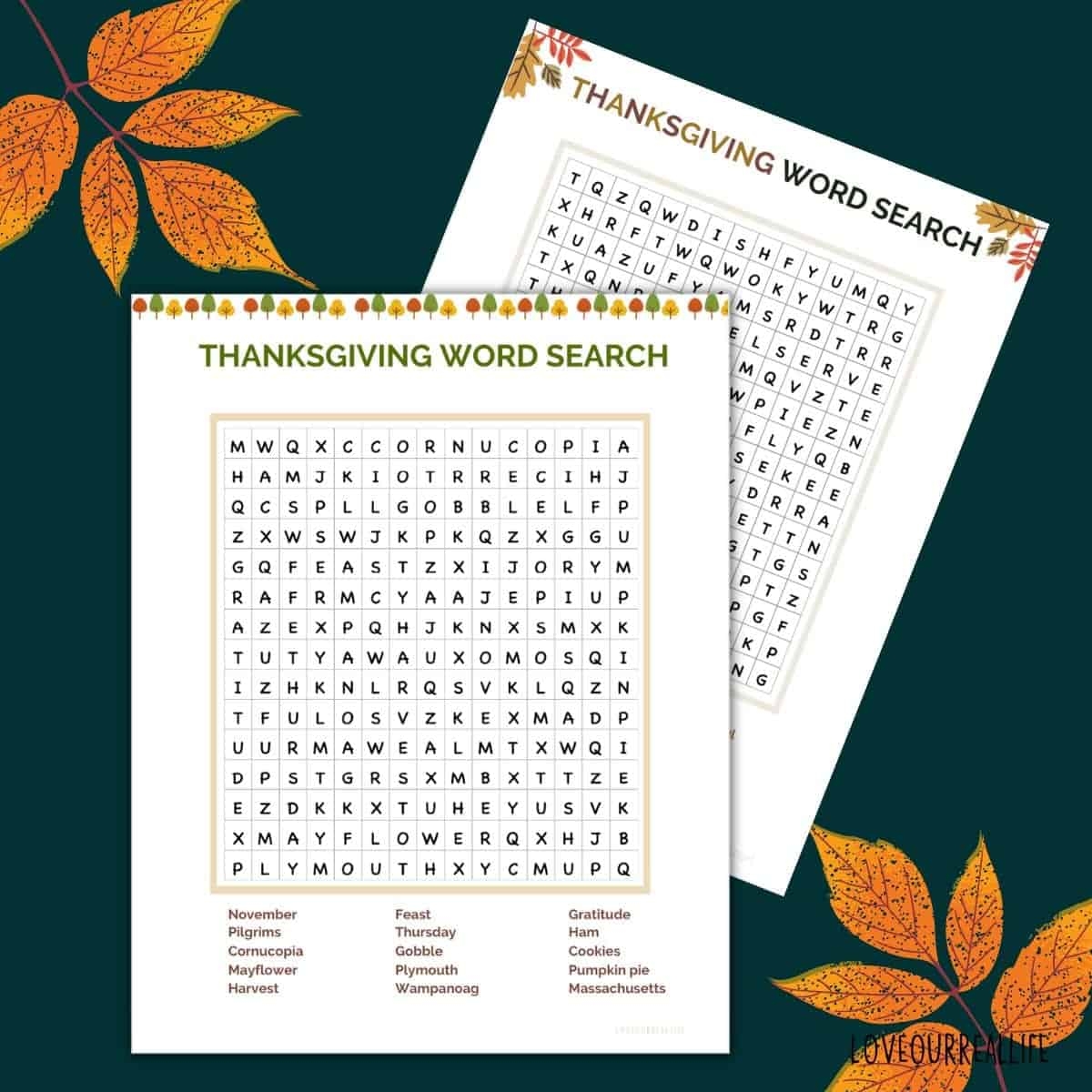 Thanksgiving Word Search Puzzle FREE Printable PDF Love Our Real Life Thanksgiving Word Search Puzzle FREE Printable PDF Love Our Real Life