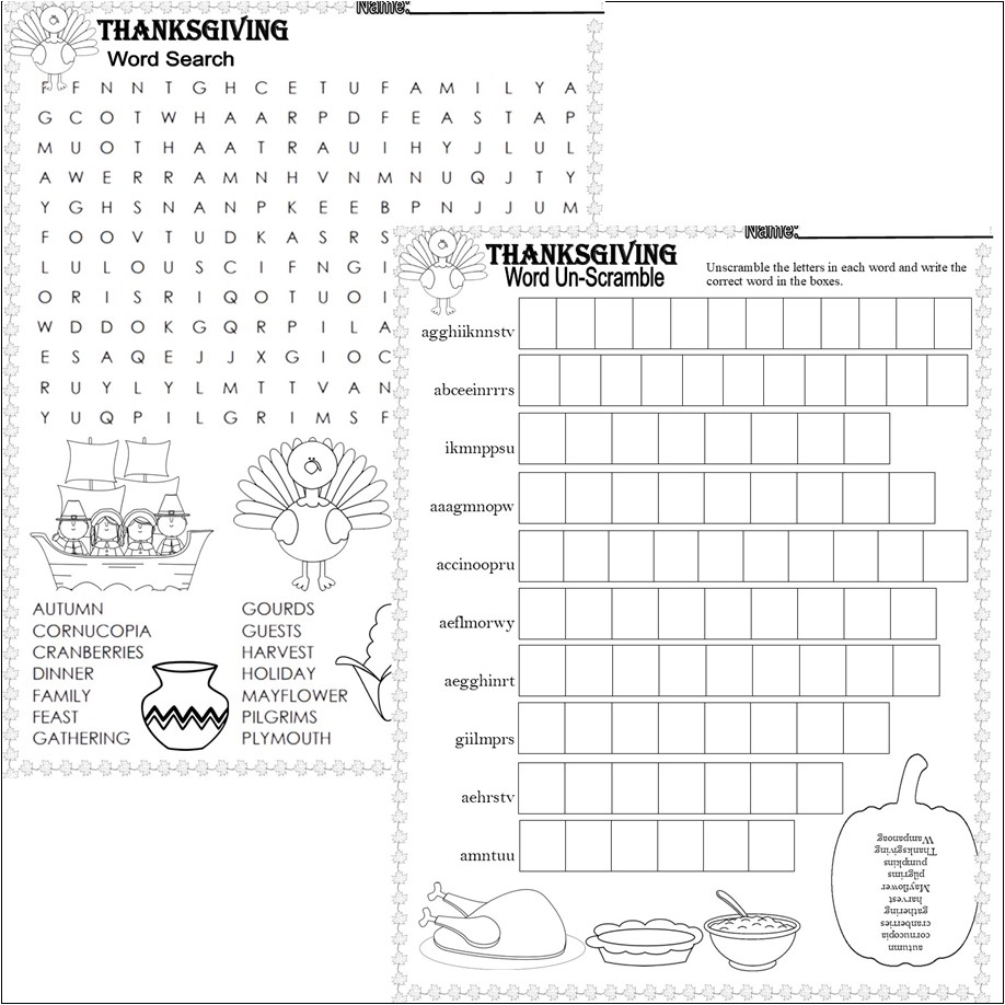 Thanksgiving Word Search Scramble Activities NO PREP Fun Worksheets Made By Teachers