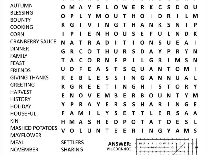 Thanksgiving Word Search Skip To My Lou