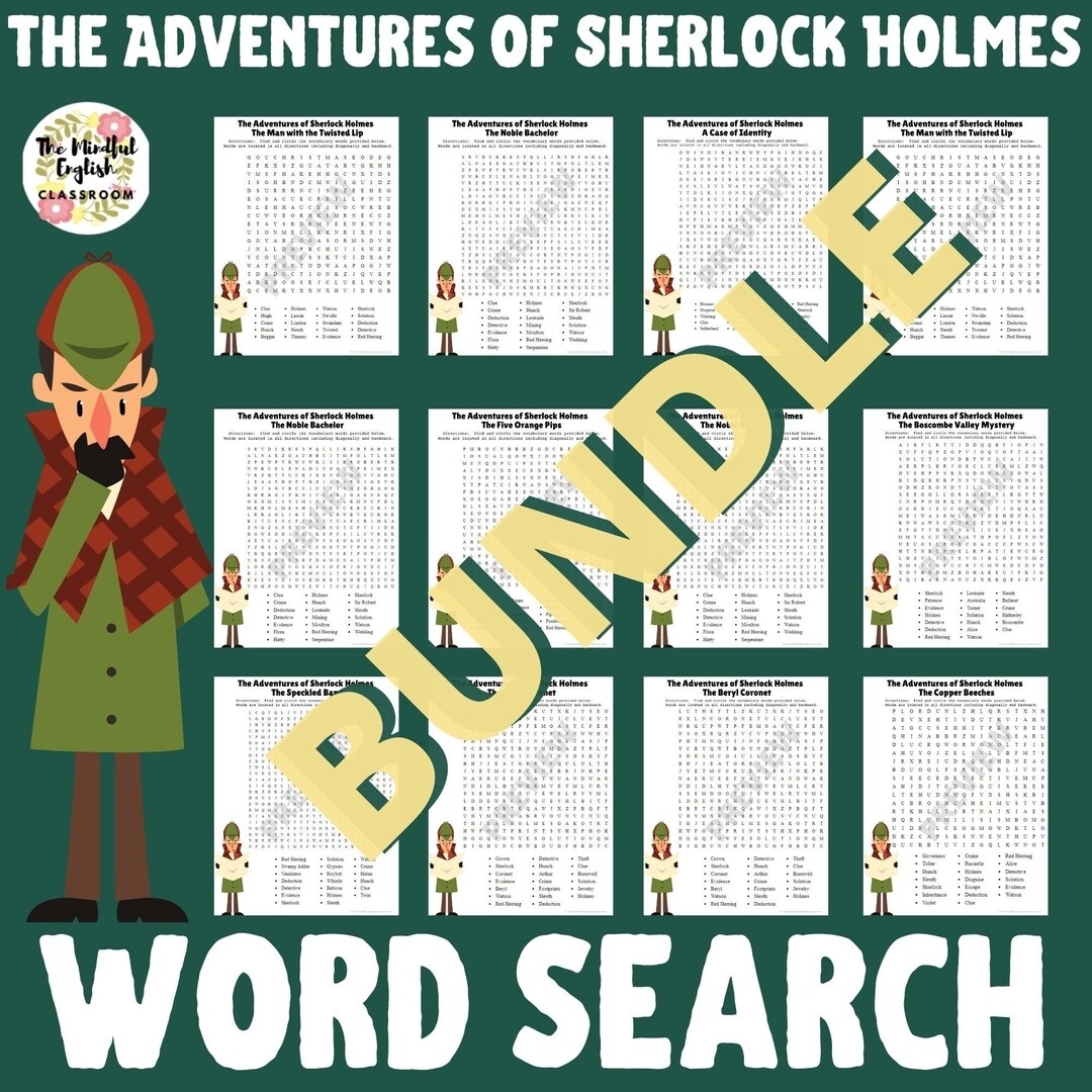 The Adventures Of Sherlock Holmes Word Search BUNDLE Digital Download Printable Etsy