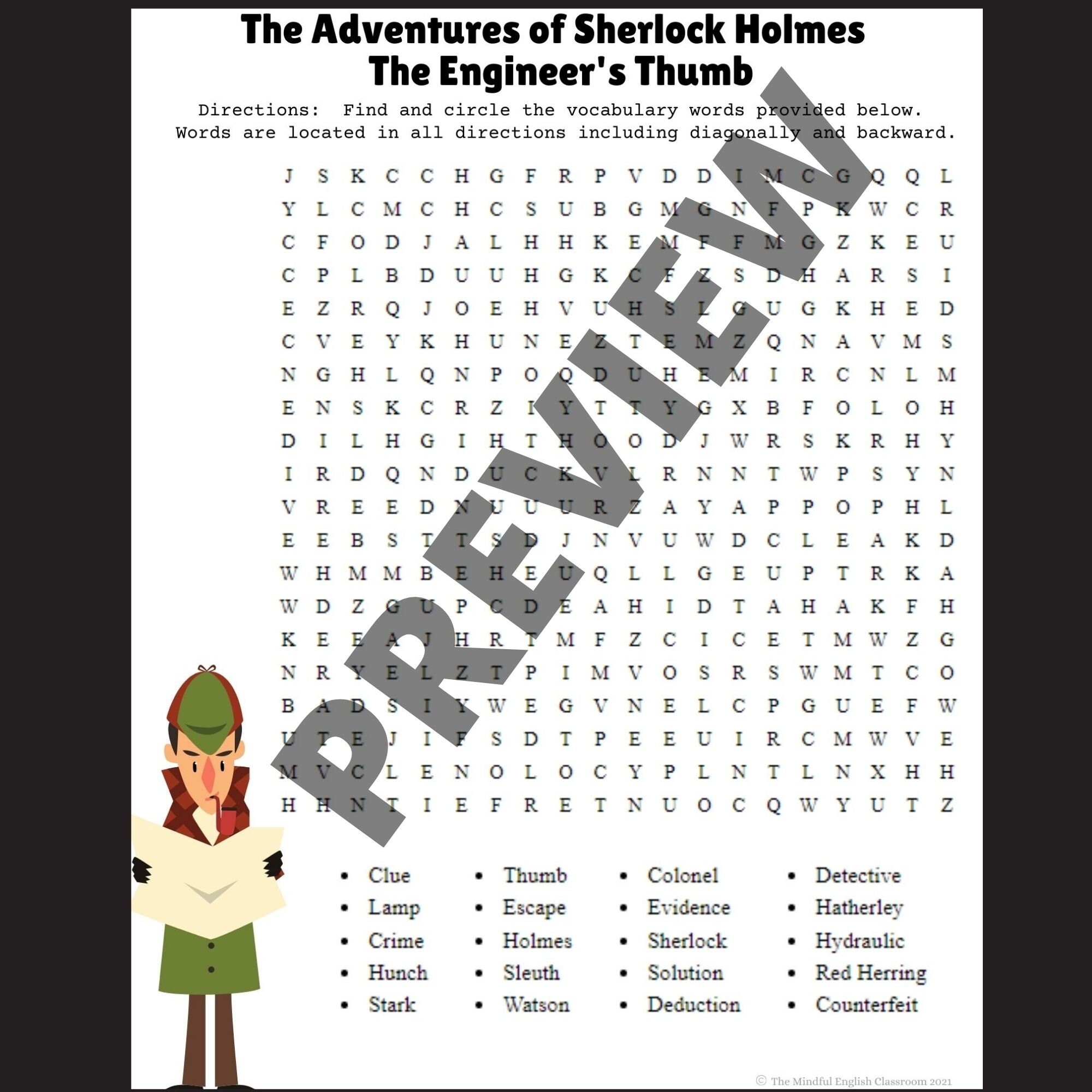 The Adventures Of Sherlock Holmes Word Search BUNDLE Digital Download Printable Etsy