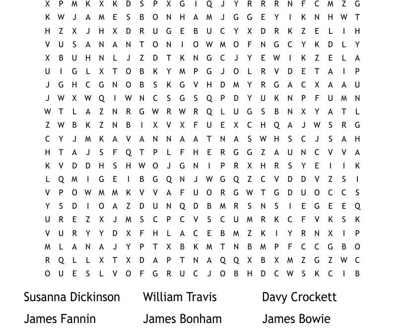 The Battle Of The Alamo Word Search WordMint