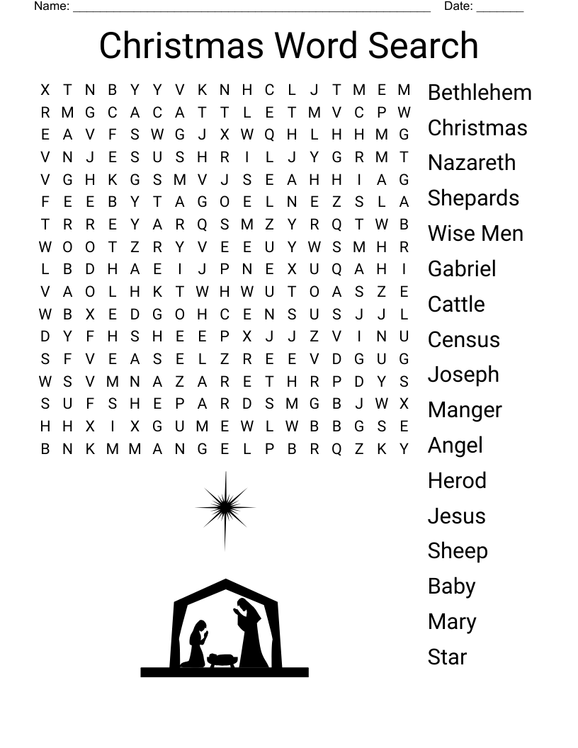 Printable Word Search Christmas