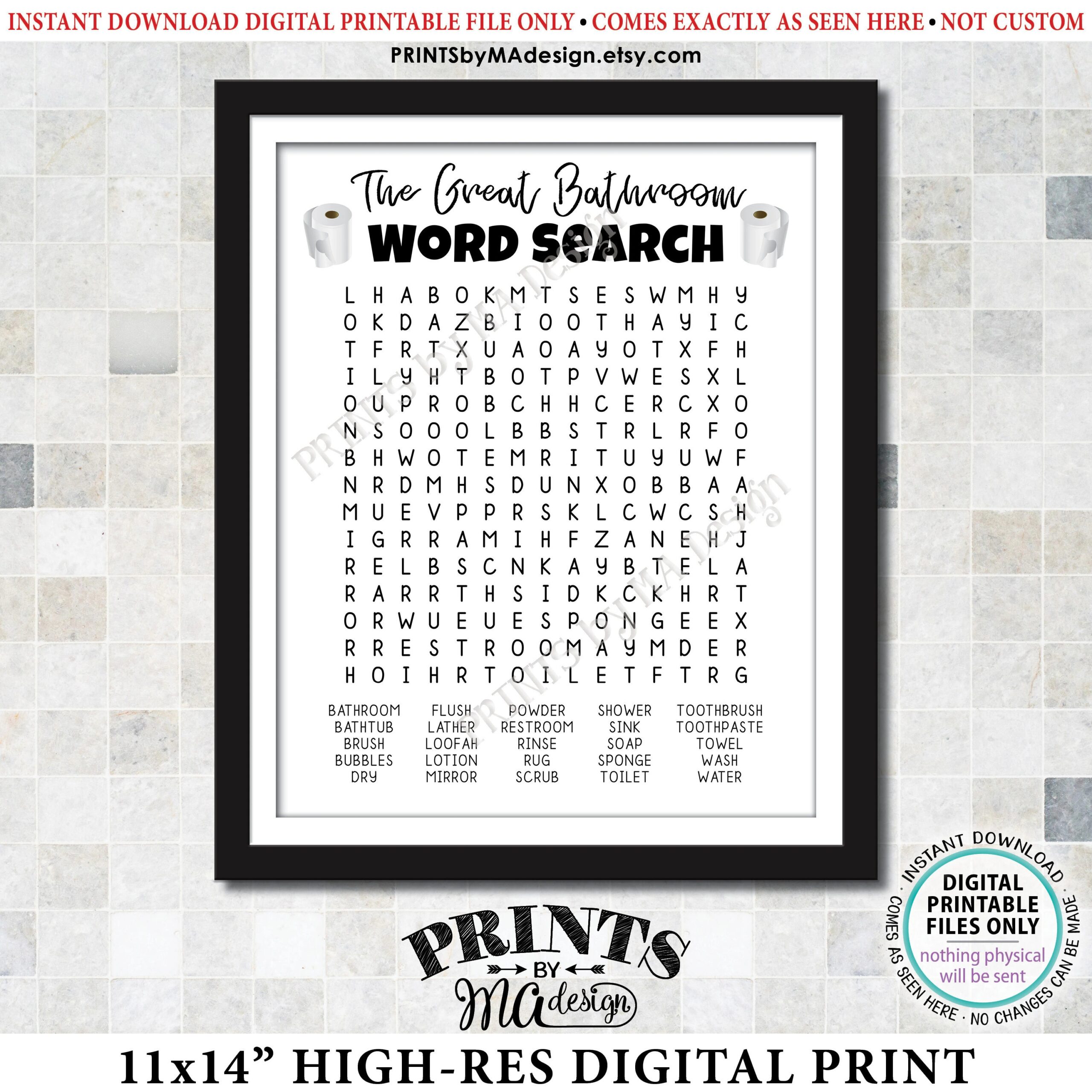 Free Word Search Printable For Bathroom Funny