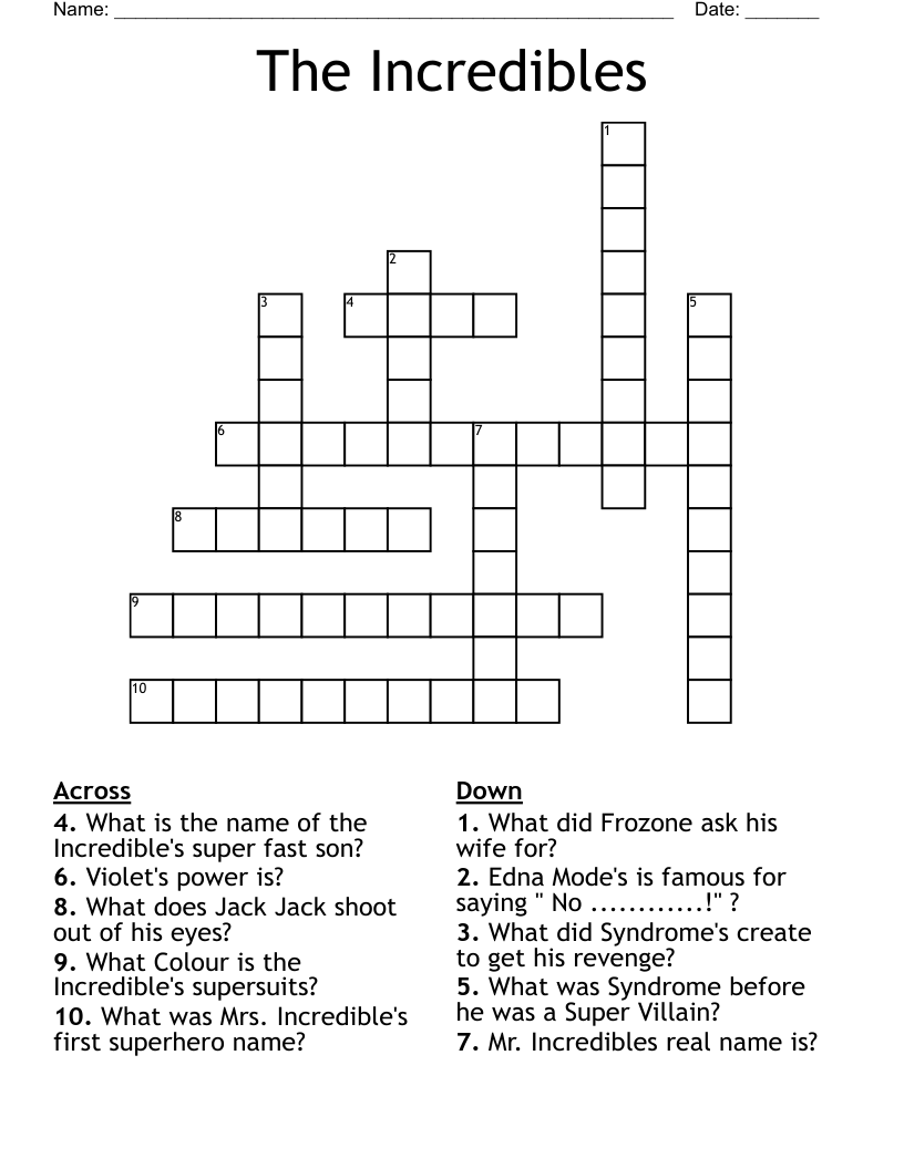 The Incredibles Word Search WordMint