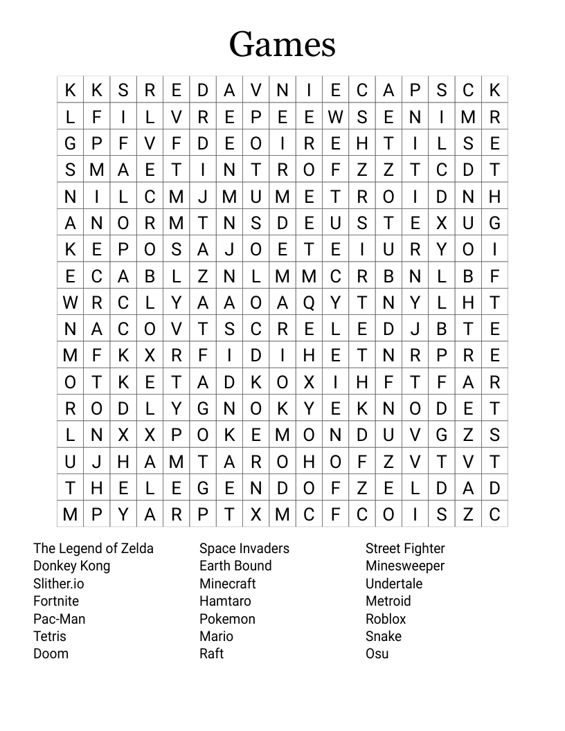 The Legend Of Zelda Breath Of The Wild Word Search WordMint The Legend Of Zelda Breath Of The Wild Word Search WordMint