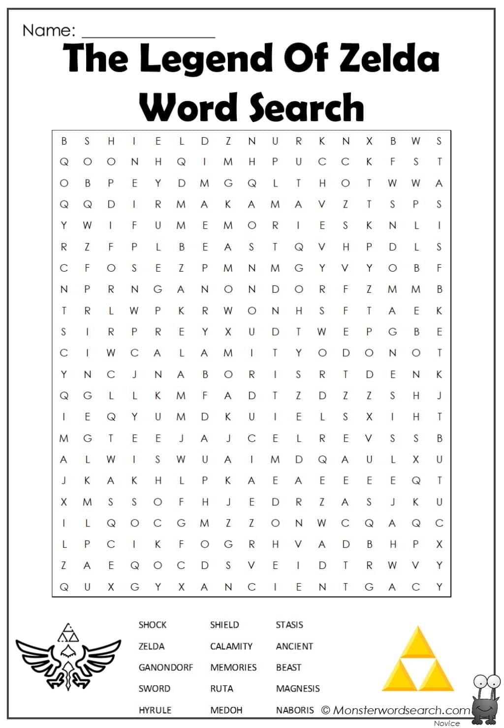 The Legend Of Zelda Word Search Monster Word Search The Legend Of Zelda Word Search Monster Word Search