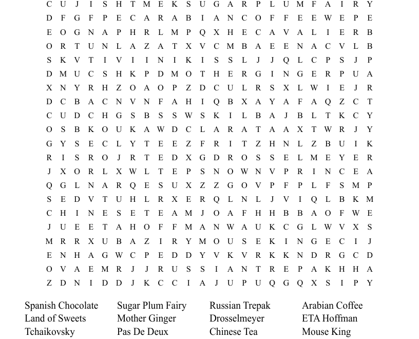 The Nutcracker Ballet Word Search WordMint