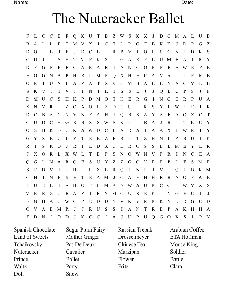 The Nutcracker Ballet Word Search WordMint
