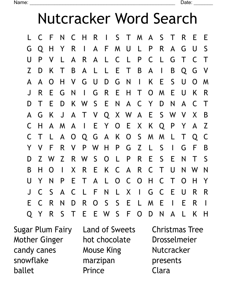 The Nutcracker Word Search WordMint