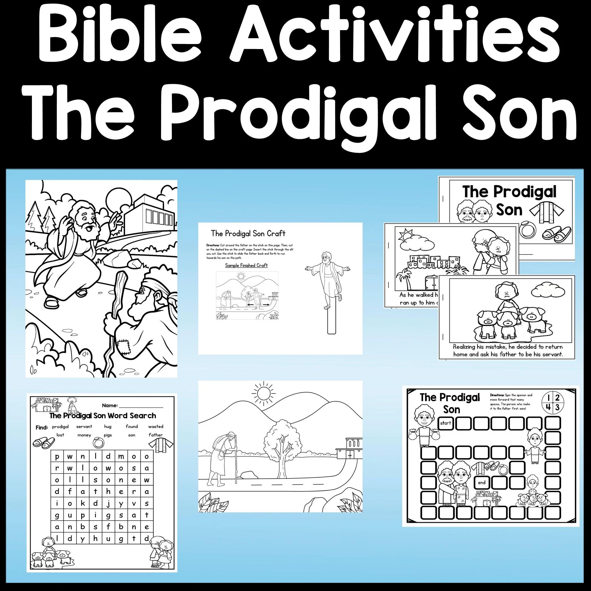 The Parable Of The Prodigal Son Returning Activities For Kids coloring Page Craft Story Book Parables Of Jesus Sunday School Lesson Etsy
