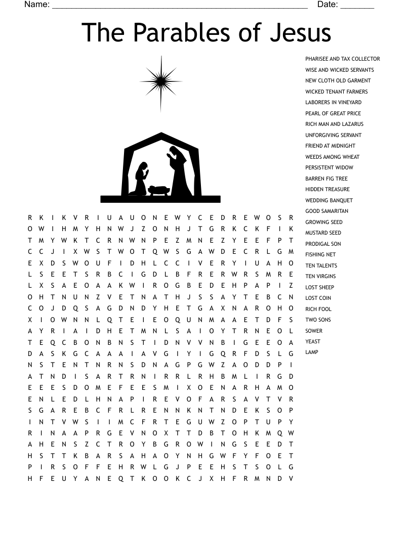The Parables Of Jesus Word Search WordMint
