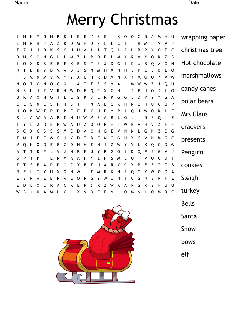 Polar Express Word Search Free Printable