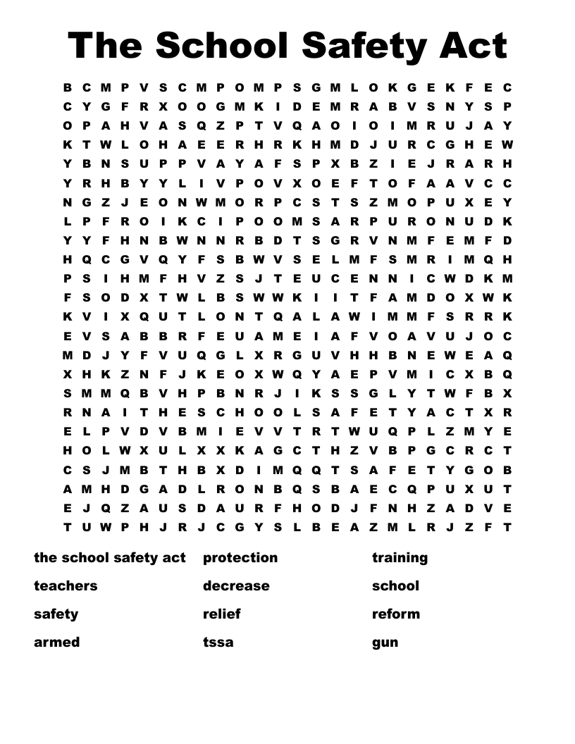 The School Safety Act Word Search WordMint
