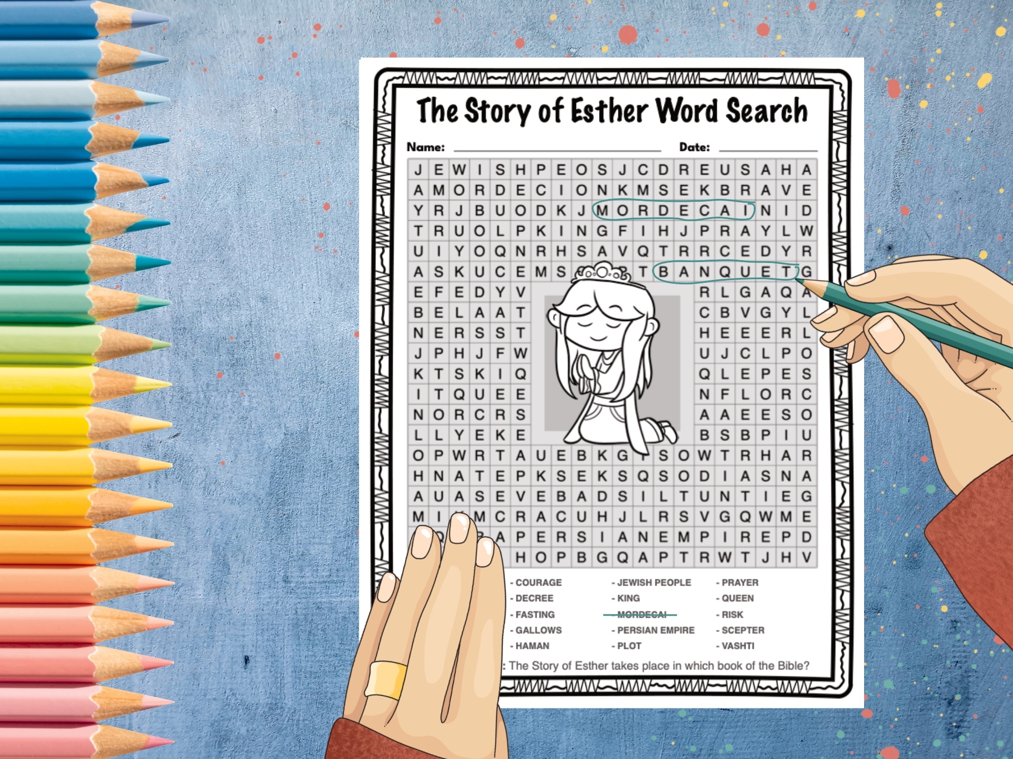 The Story Of Esther Word Search Bible Puzzle Activity Worksheet Made By Teachers