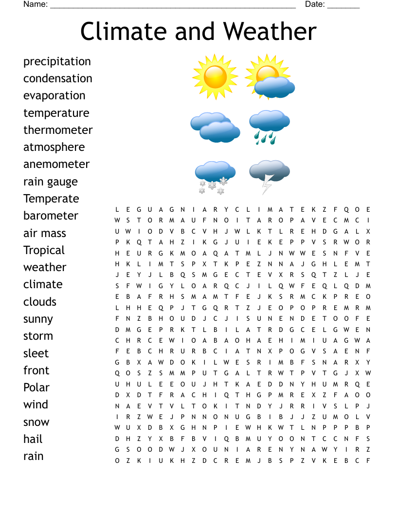 The Water Cycle Word Search WordMint