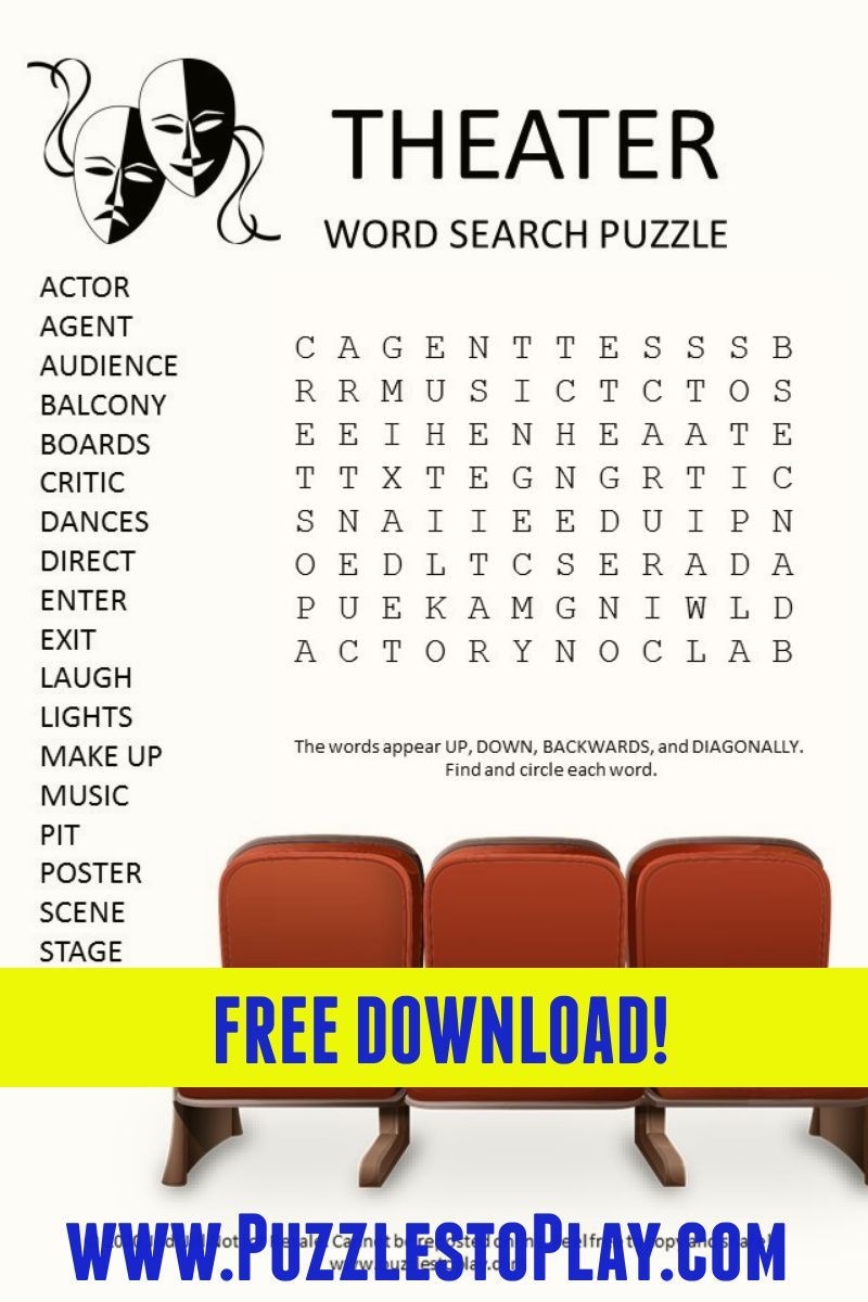 Theater Word Search Puzzle Puzzles To Play