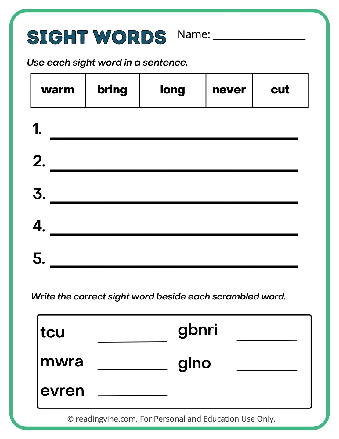 Printable Search A Word For 3rd Graders