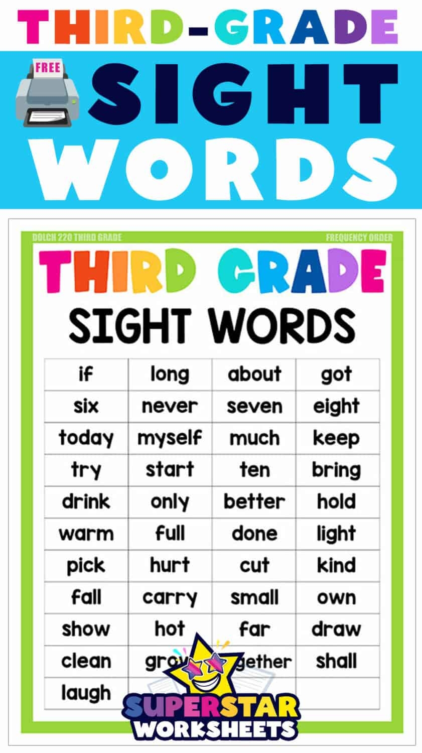 Third Grade Sight Words Superstar Worksheets Third Grade Sight Words Superstar Worksheets