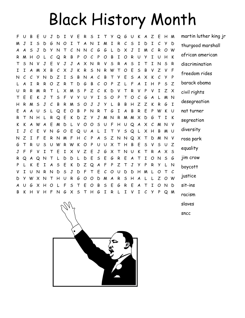 African American Word Search Printable