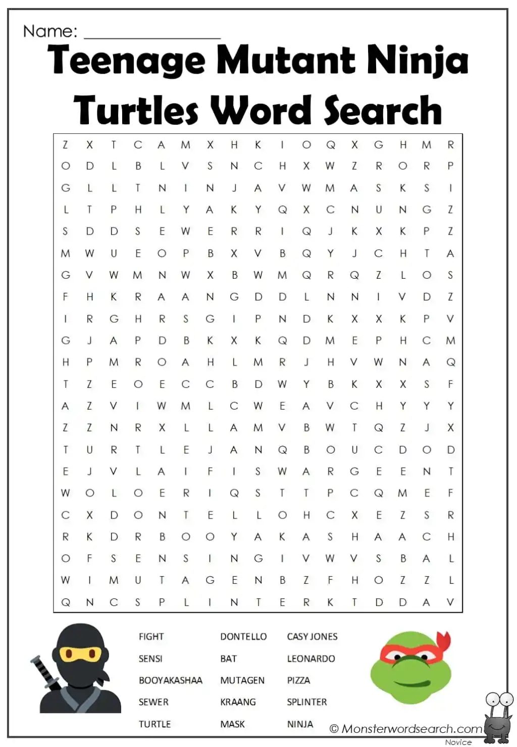 Tmnt Word Search