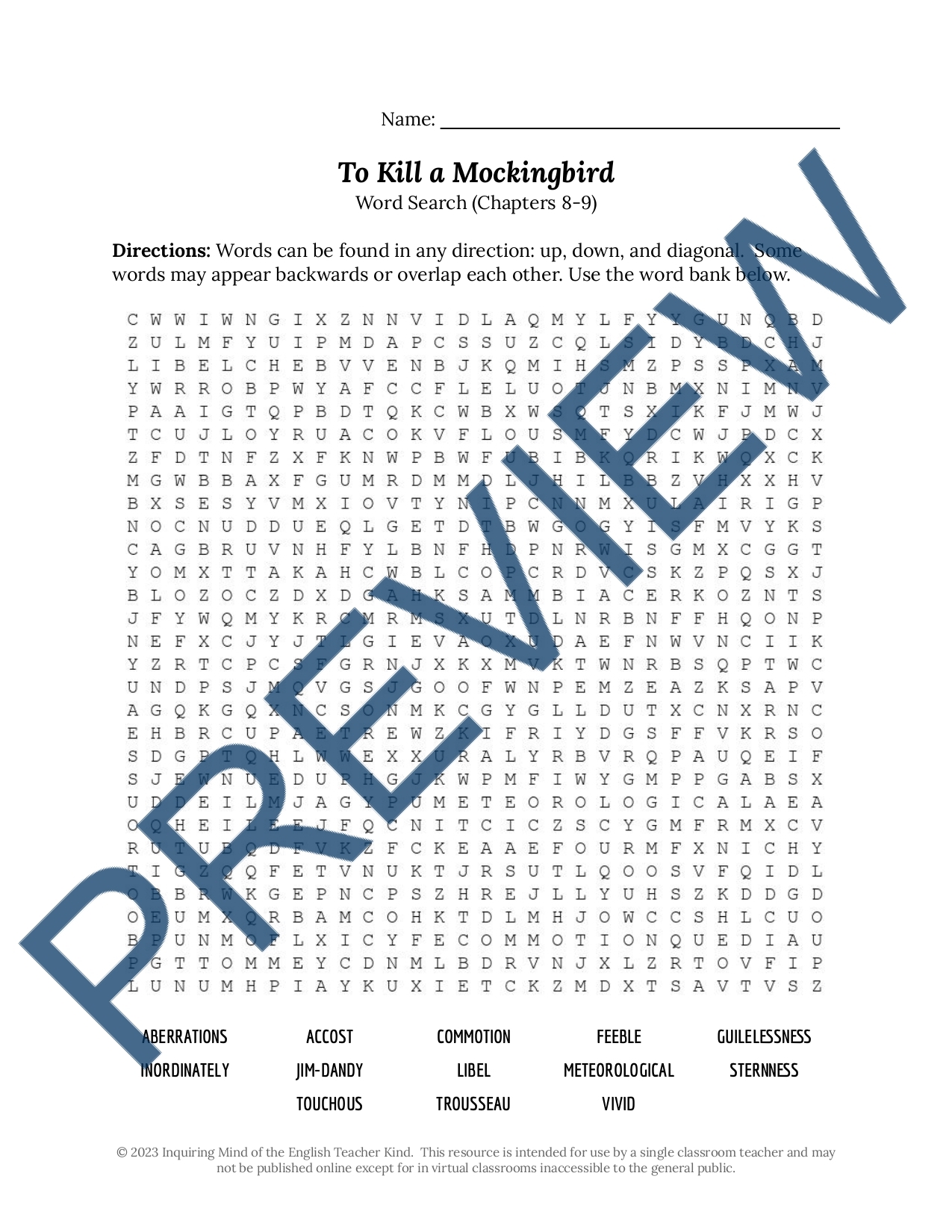 Hard English Word Search Printable