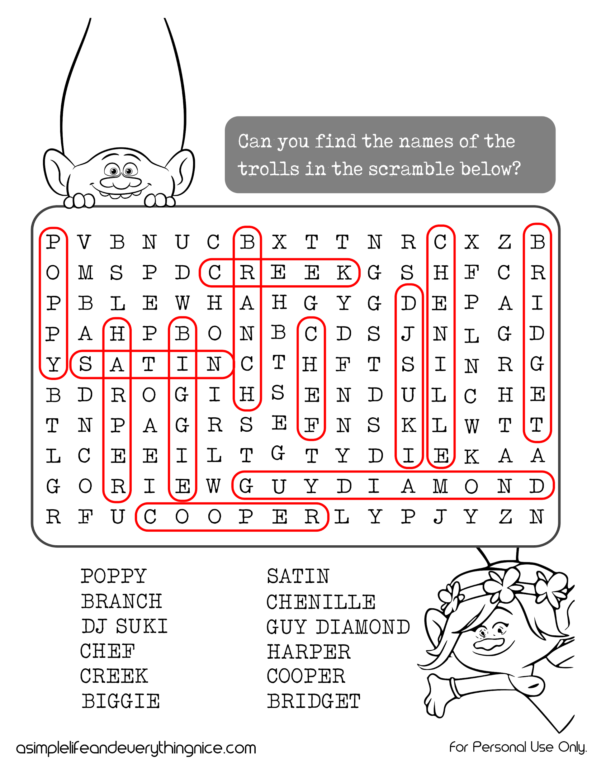 Trolls Activity And Coloring Printables From Asimplelifeandeverythingnice Trolls Activity And Coloring Printables From Asimplelifeandeverythingnice