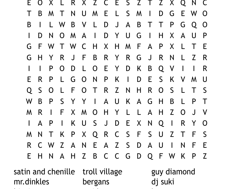 Trolls Puzzle Word Search WordMint
