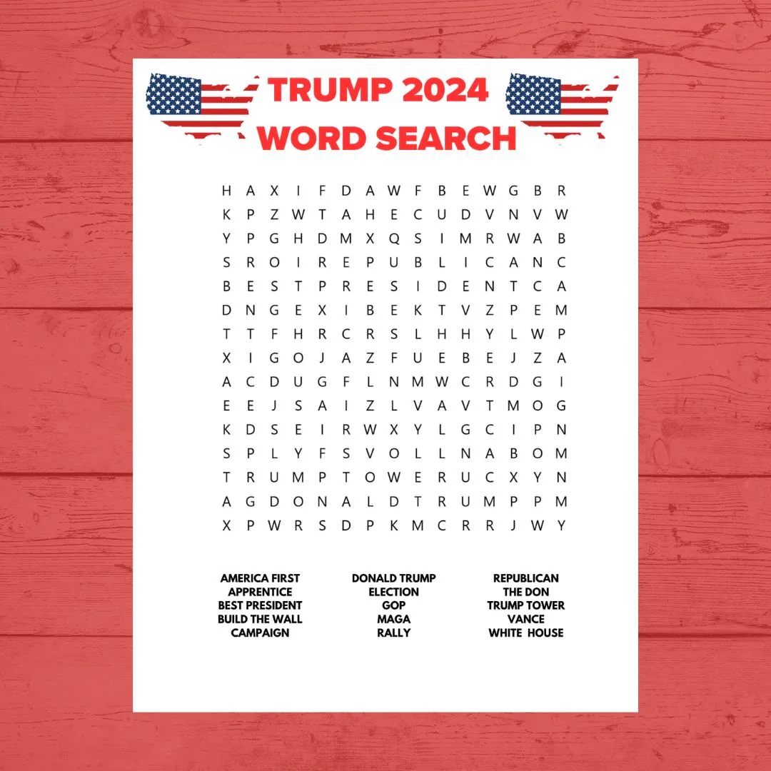 Trump 2024 Word Search Patriotic Word Search Word Search 2024 Election Republican Party Printable Word Searches Etsy