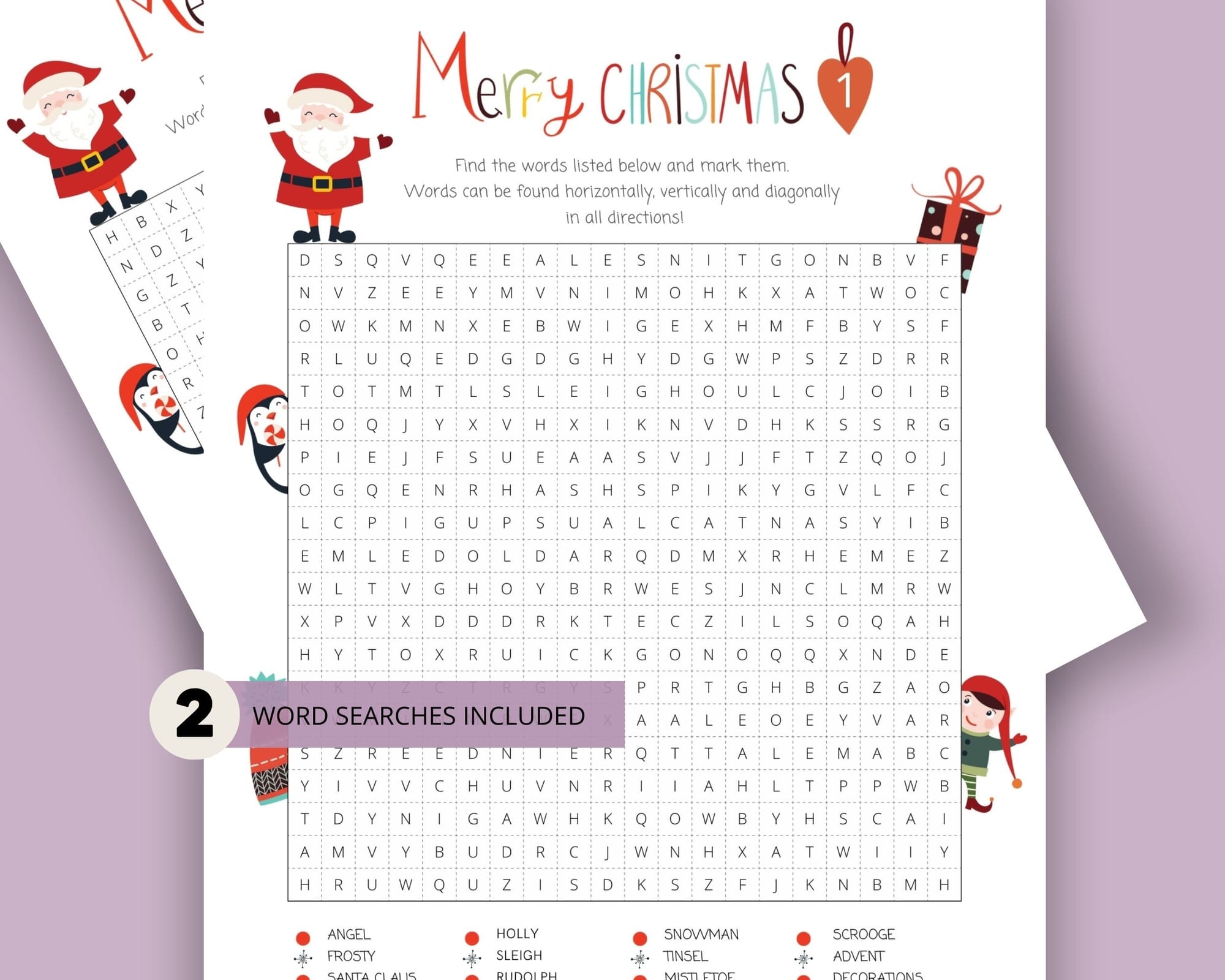 Two Printable Word Searches For Kids Christmas Two Printable Word Searches For Kids Christmas