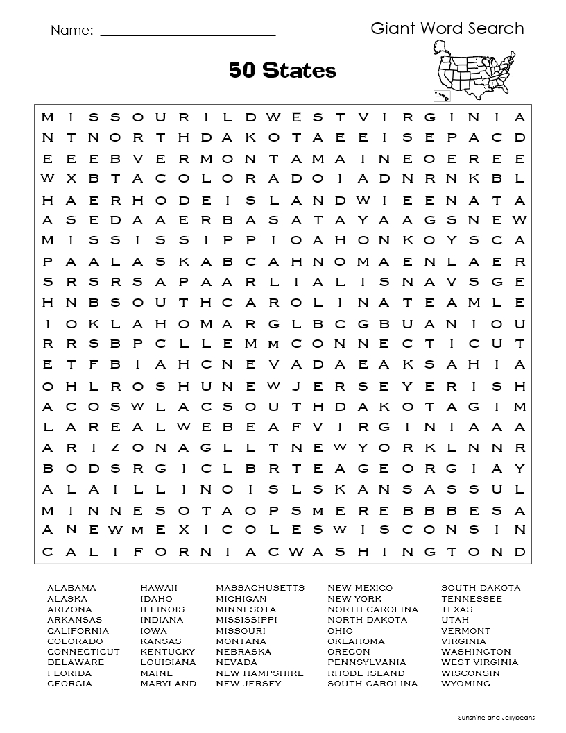 U S States Capitals Giant Word Search Puzzles Grades 4 6 Fun Made By Teachers