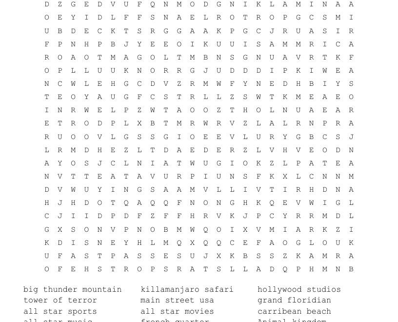 Ultimate Disney World Word Search WordMint