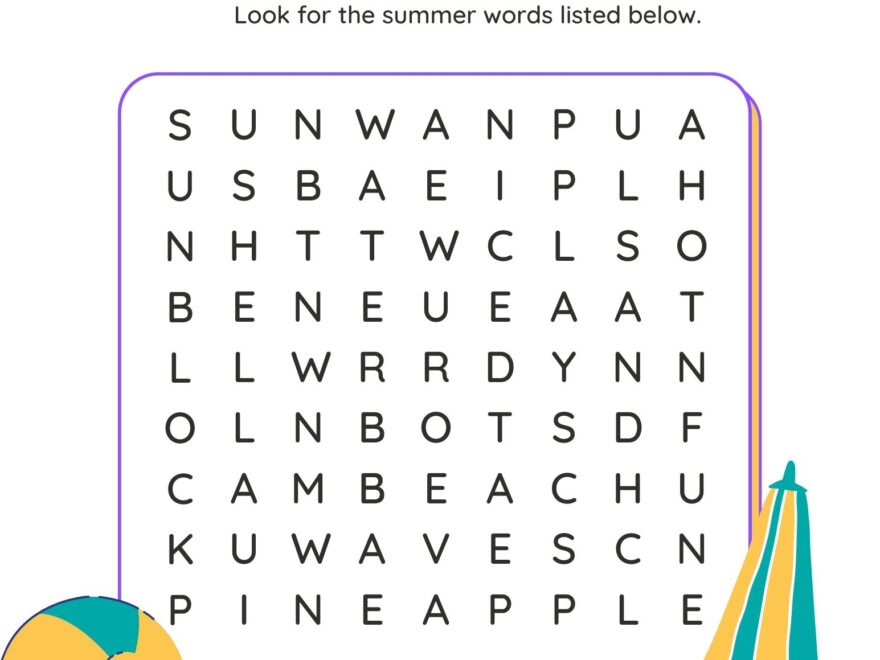 Ultimate Fun Summer Word Searches For Kids Academy Worksheets Worksheets Library
