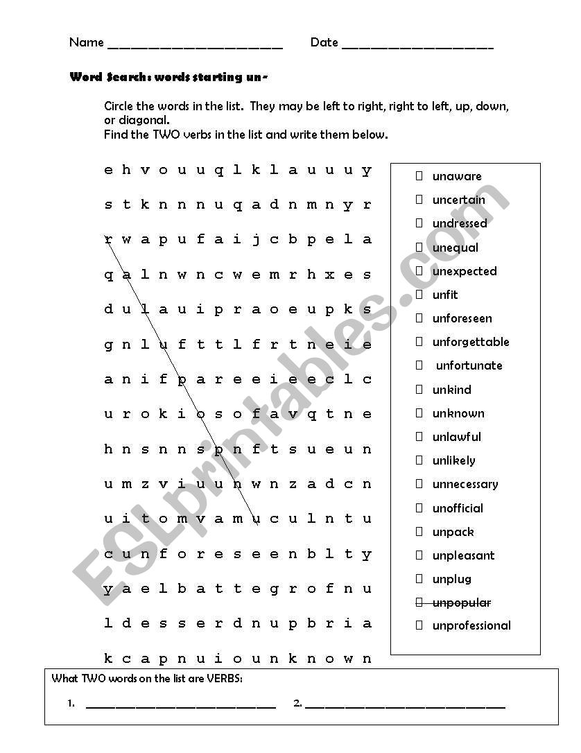 Prefixes Worksheets Prefix Word Search Printable