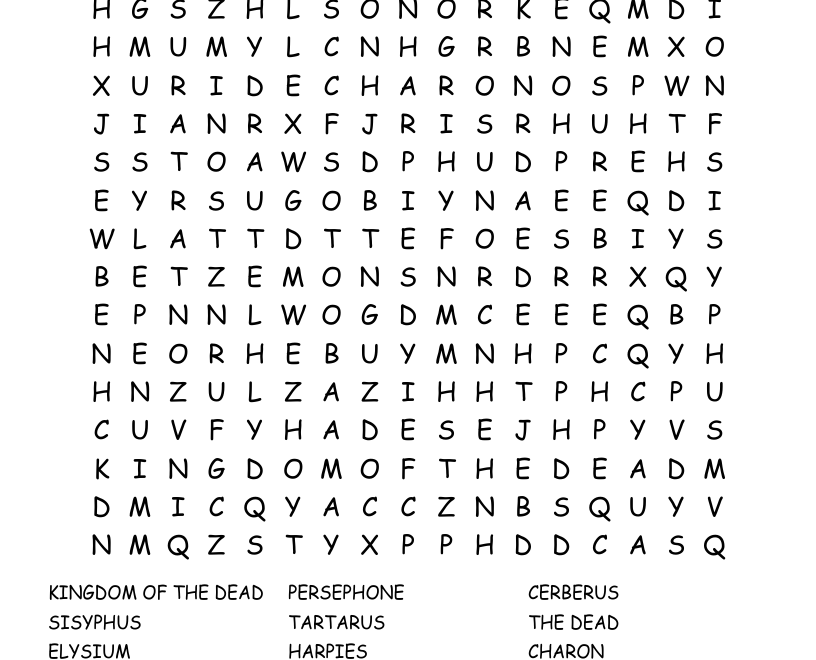 UNDERWORLD Word Search WordMint
