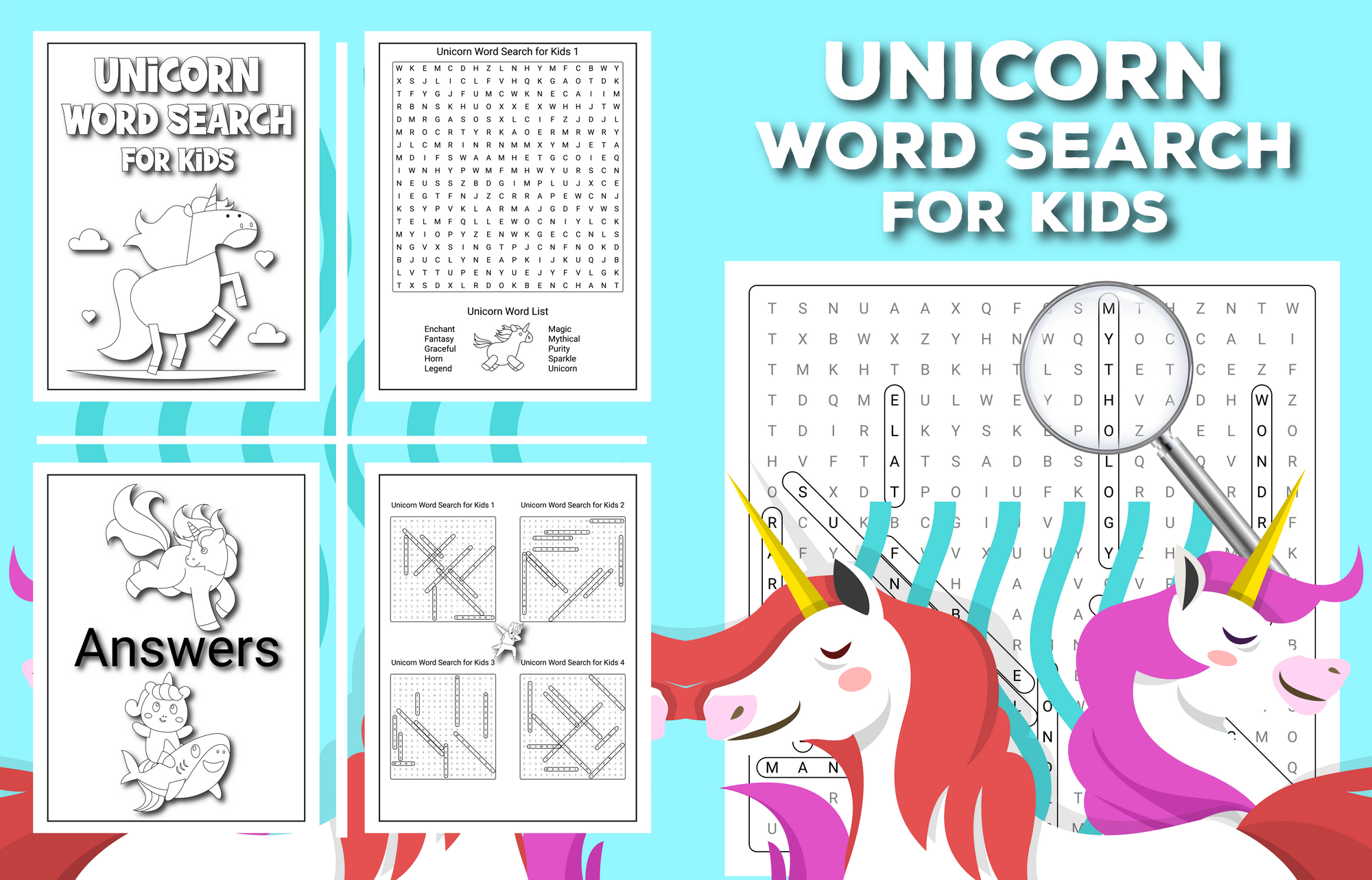 Unicorn Word Search For Kids Payhip Unicorn Word Search For Kids Payhip