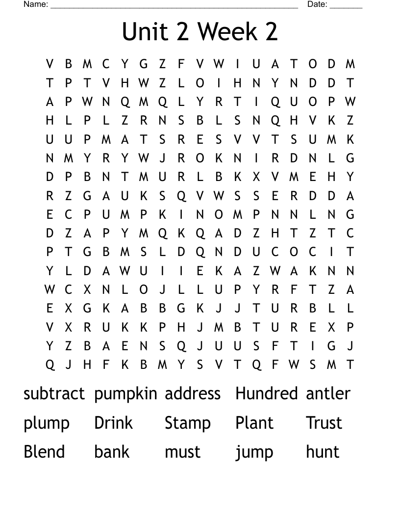 Unit 2 Week 2 Word Search WordMint