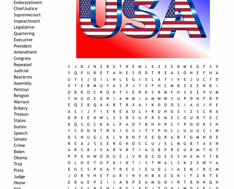 US Constitution Word Search WordMint