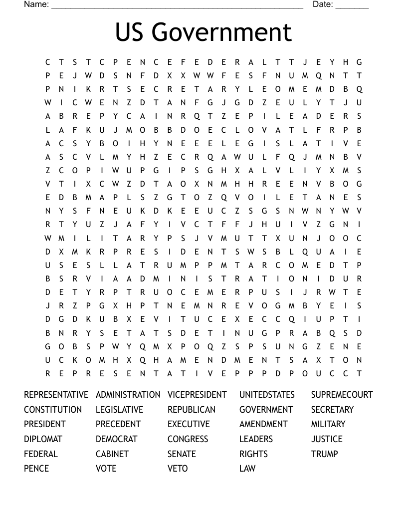 US Government Word Search WordMint US Government Word Search WordMint
