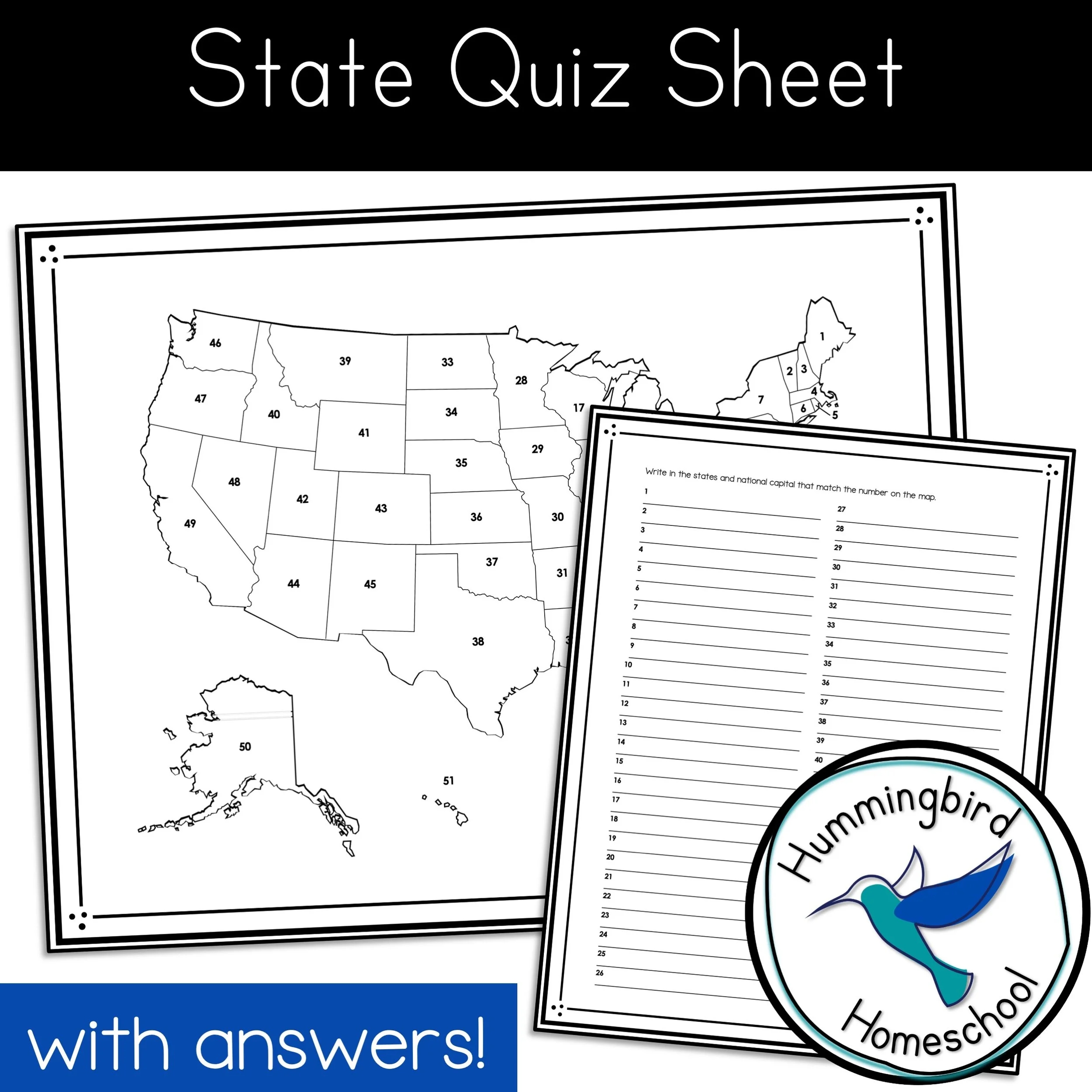 50 States Word Search Printable