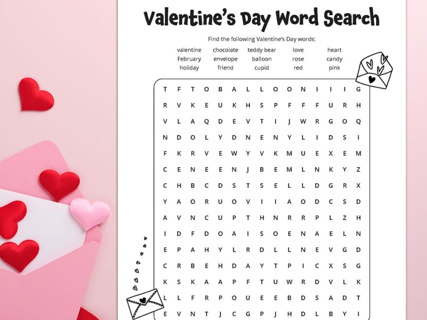 Valentine s Day Word Search Free Printable Answer Key