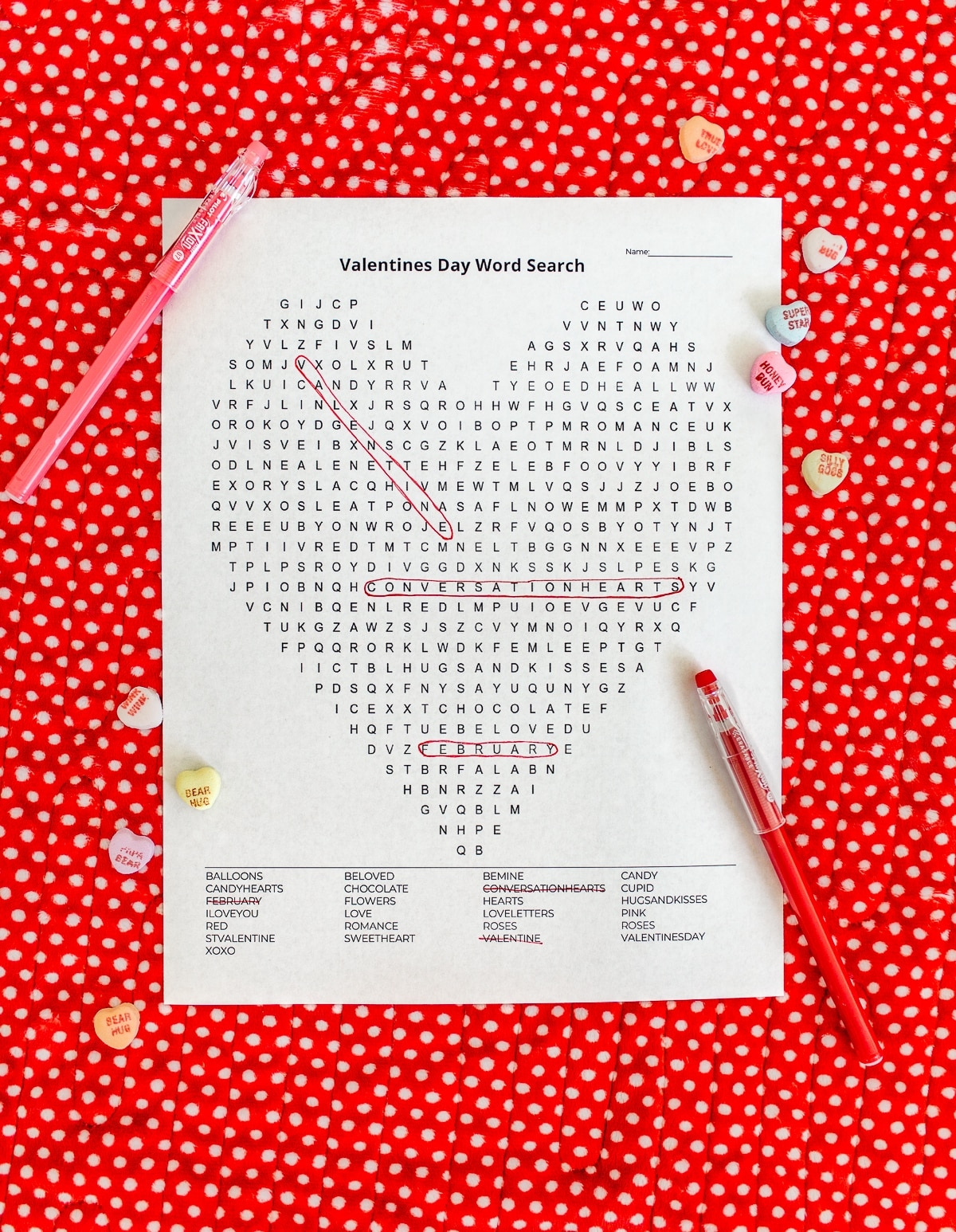Valentines Word Search Free Printable