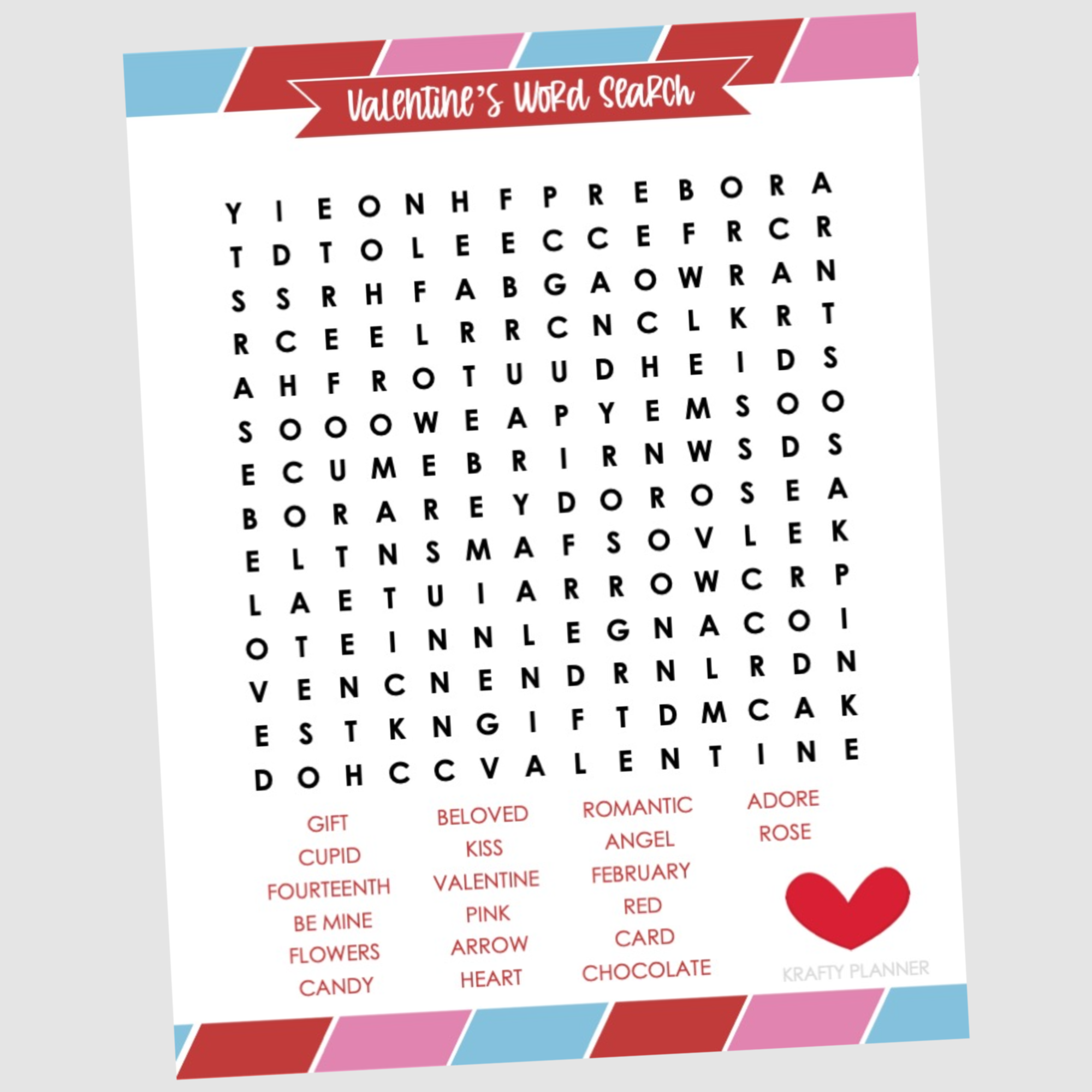 Valentine s Day Word Search Free Printable Krafty Planner