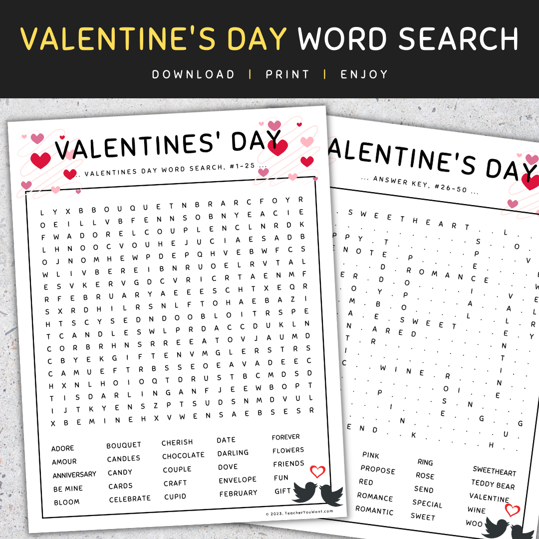 Valentine s Day Word Search Puzzle Worksheets Holiday Fun Activity Made By Teachers Valentine s Day Word Search Puzzle Worksheets Holiday Fun Activity Made By Teachers
