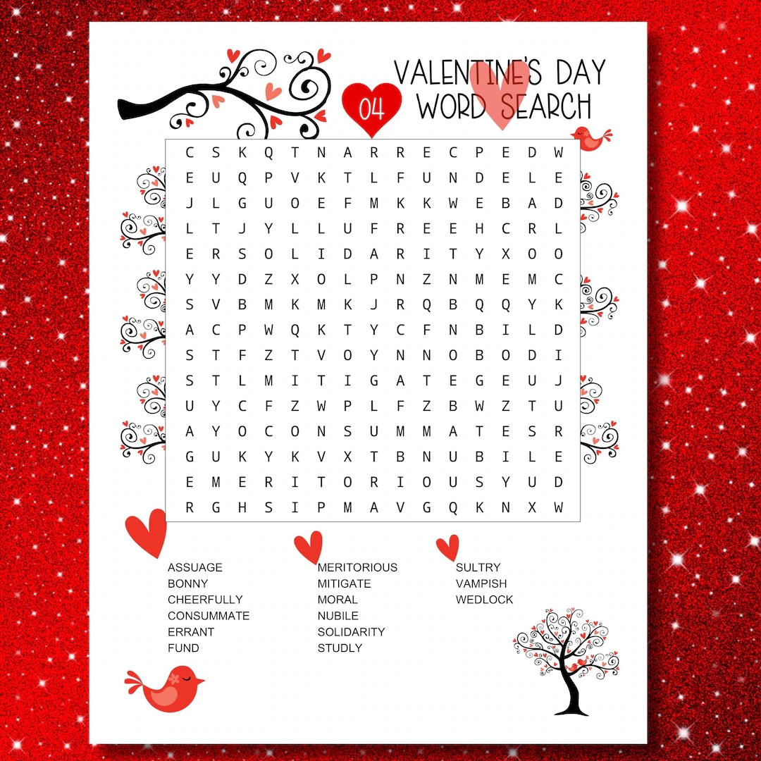 Valentines Day Printable Word Search