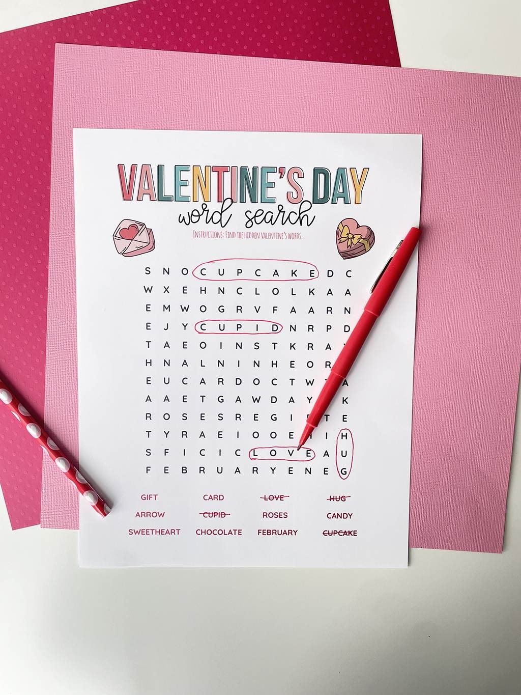 Word Search Valentine Printable