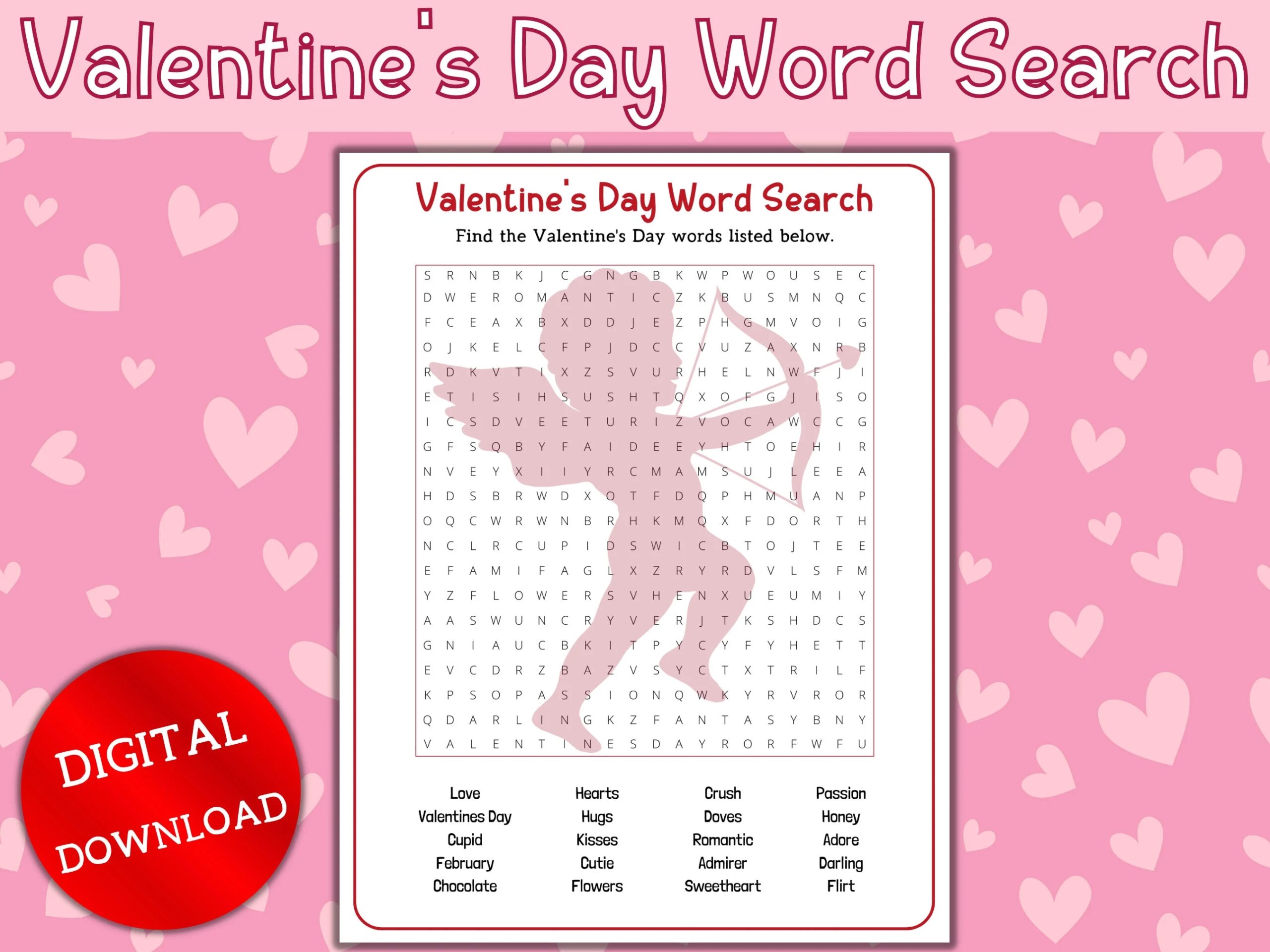Printable Valentines Printable Valentine Word Search