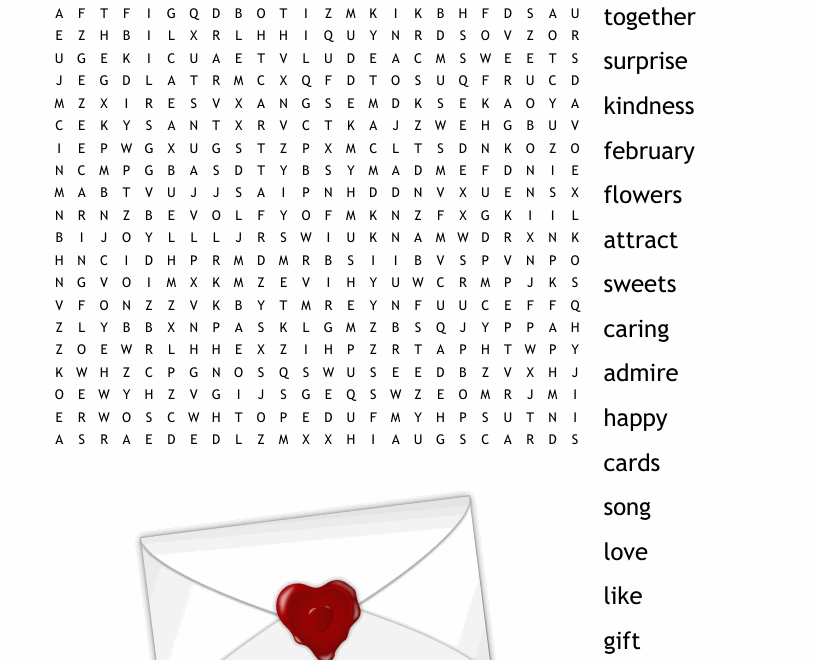Valentine s Day Word Search WordMint