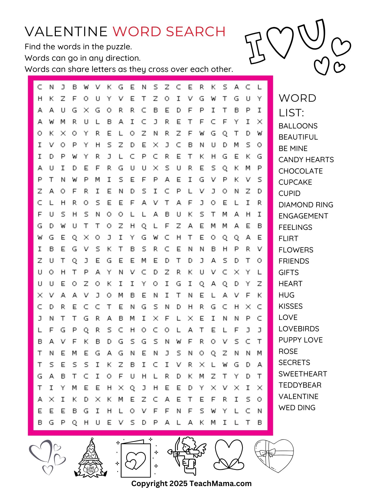 Valentine Word Search For Kids Teach Mama Valentine Word Search For Kids Teach Mama